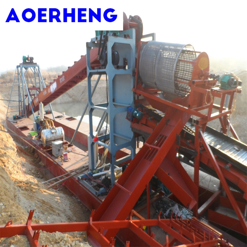 Chain Bucket River Gold and Diamond Dredger with Anchor Position