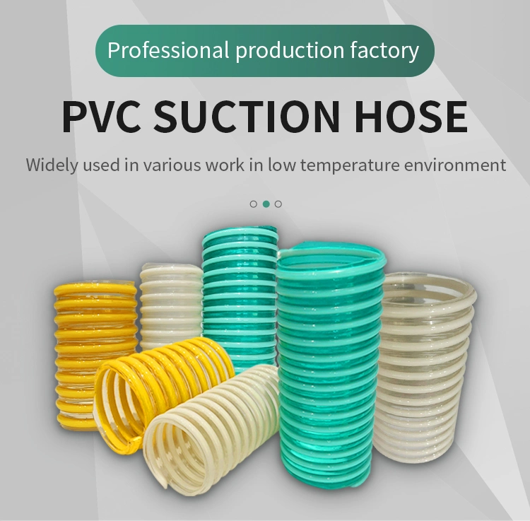 Durable 5 Meter Green Flexible PVC Corrugated Suction Hose for Conveying Chemical Powders