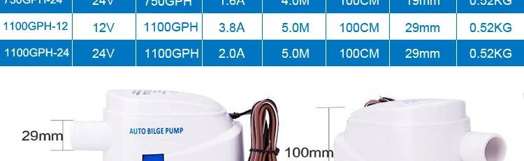 Lifesrc Automatic 12V Bilge Pump with Internal Float Switch 1100gph