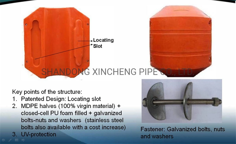 Dredging PE Plastic Pipe Floaters PU Foam Inside Floats for Dredging Pipe