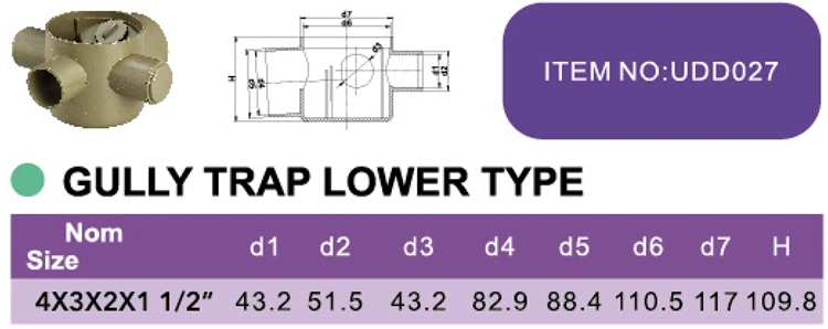 Era PVC Pipe Fitting Drainage Gully Trap Lower Type Floor Drain