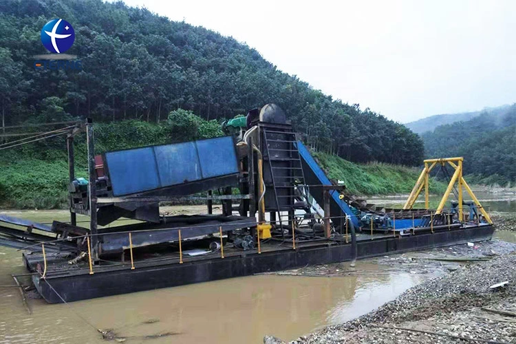 150 Tons/H Bucket Gold Dredging Boat Bucket Wheel Gold Dredger