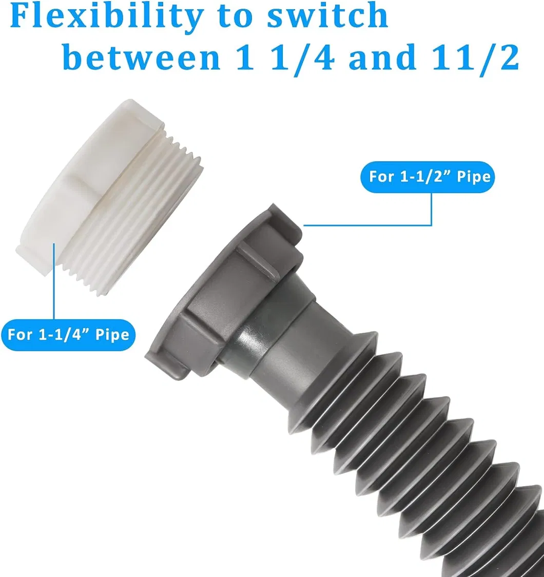 Flexible Drain Pipe with Connectors Plastic Hose Carbon Bellows for Kitchen Bathroom