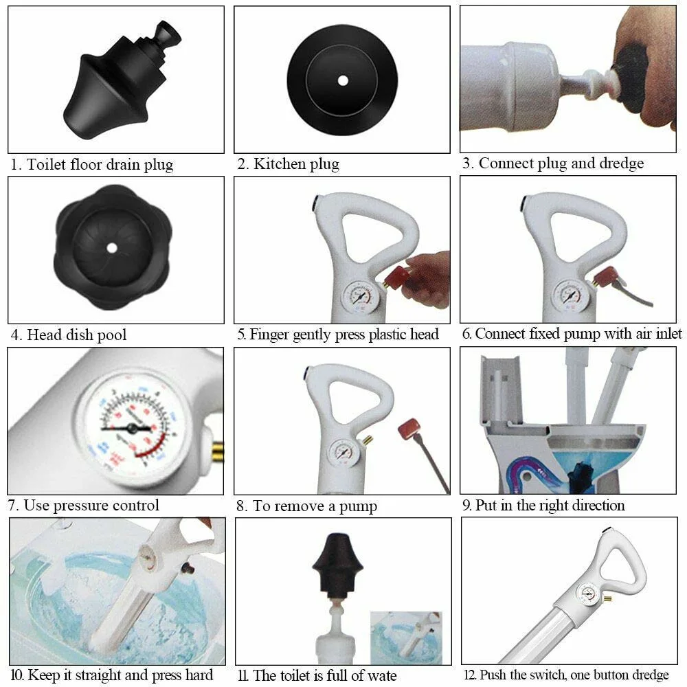 Toilet Dredge Powerful Manual Air Drain Blaster Esg13841