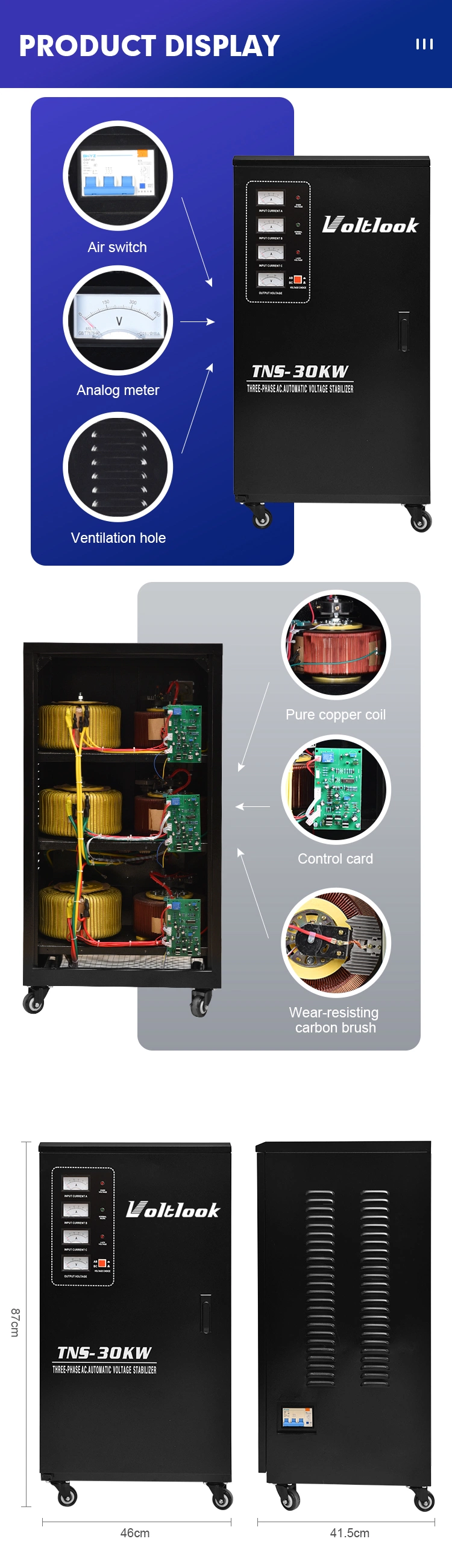 Tns-30kVA 20kw 30kw Three Phase AC Compensated Automatic Voltage Regulator Stabilizers Price