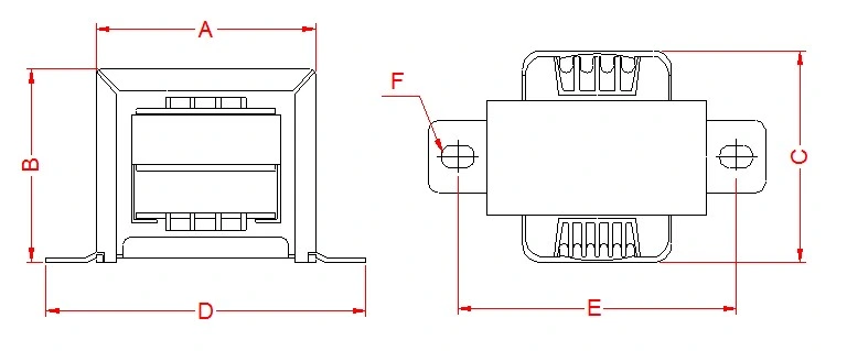 120V 240V 50/60Hz 24V 40VA EI Power Transformer