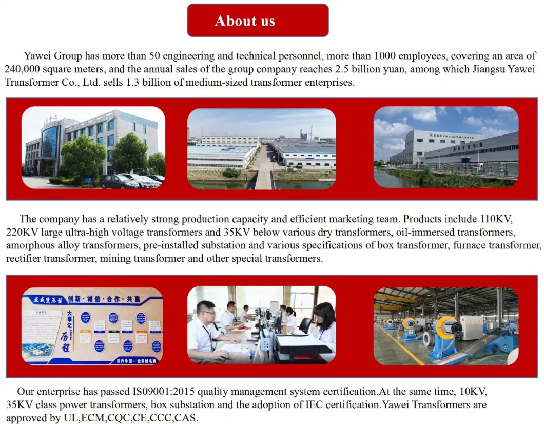 Yawei Three Phase Stepup Stepdown 20kv 800kVA Oil Immersed Distribution Transformer