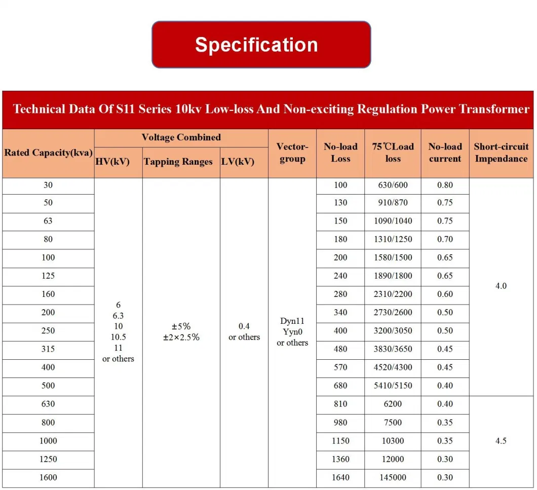 Yawei Three Phase Stepup Stepdown 20kv 800kVA Oil Immersed Distribution Transformer