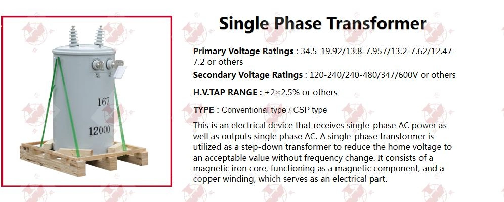 Yawei 100kVA 12470V Low Loss Pole Mounted Single Phase Transformer