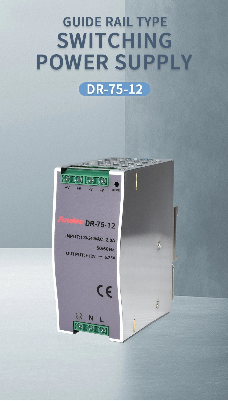 Guide Rail Switching Power Supply Dr-75-12V 6A AC 220V to DC 12V 6A Transformer