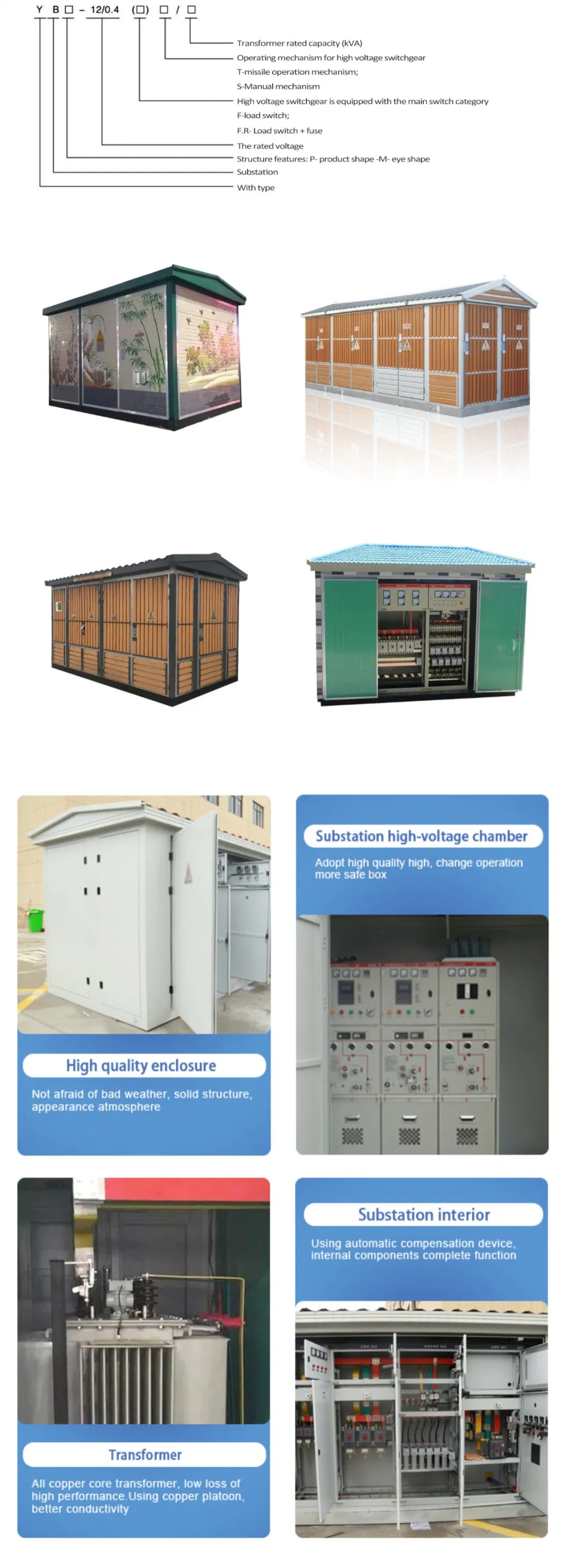 High Voltage 800kVA 1000kVA 1600kVA Outdoor Compact Transformer Substation