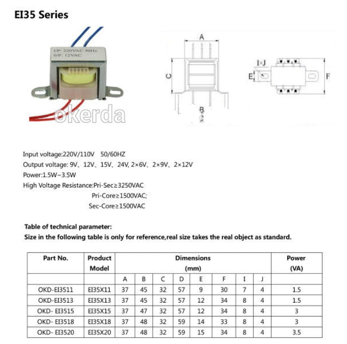 Single Phase 240V 220V to 12V 17V Step Down Transformer