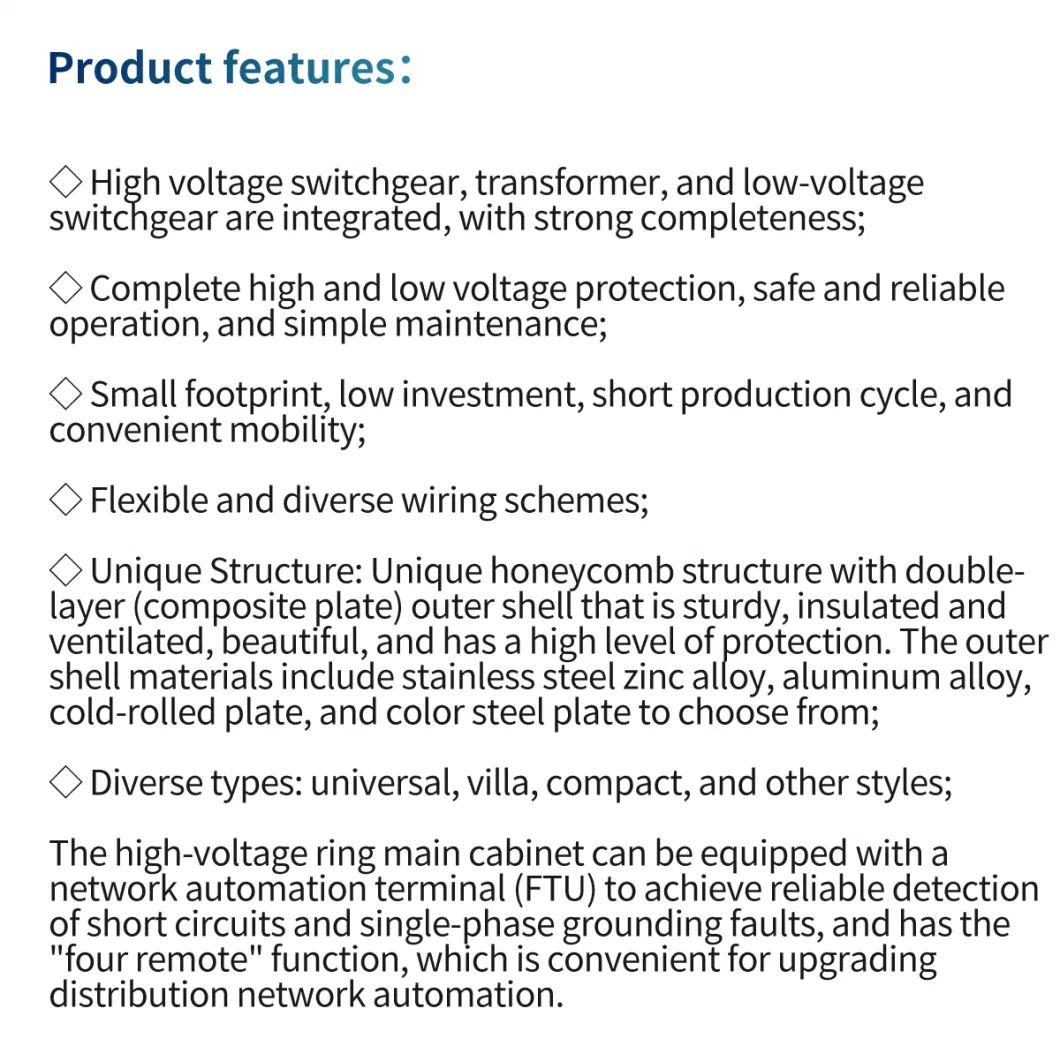 Ybw- 11kv 15kv 24kv 33kv 400-2000kVA Export-Type European-Style Outdoor High-Voltage Box-Type Substation