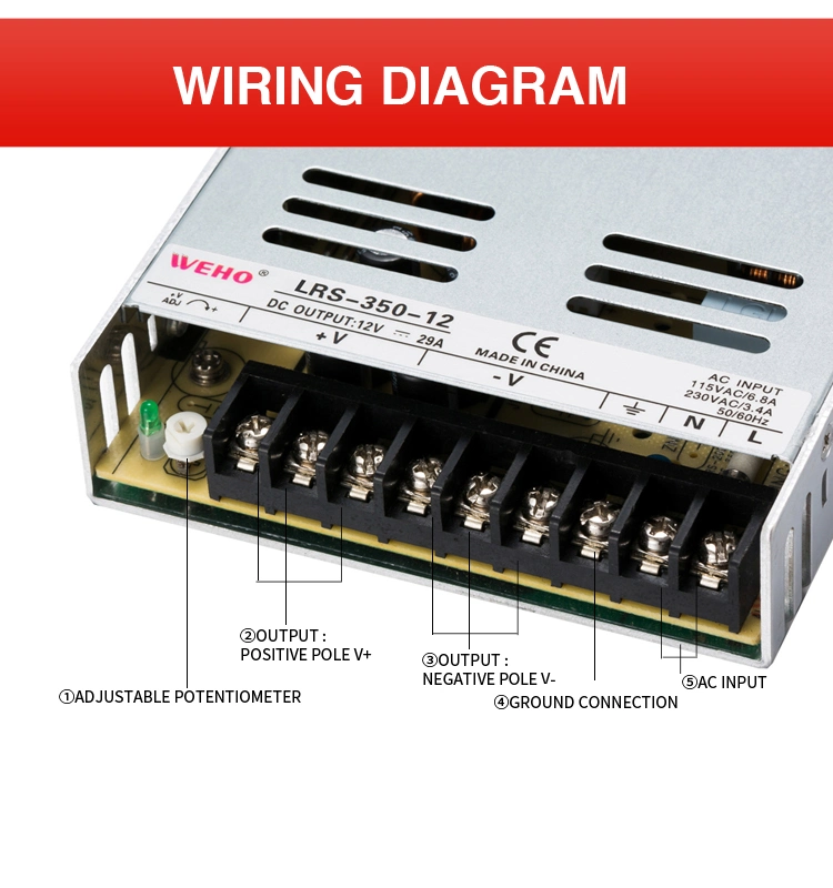 LED Driver SMPS Power Supply Lrs-350-15 350watt AC DC Switching Power Supply 15V Constant Voltage Industrial Transformer