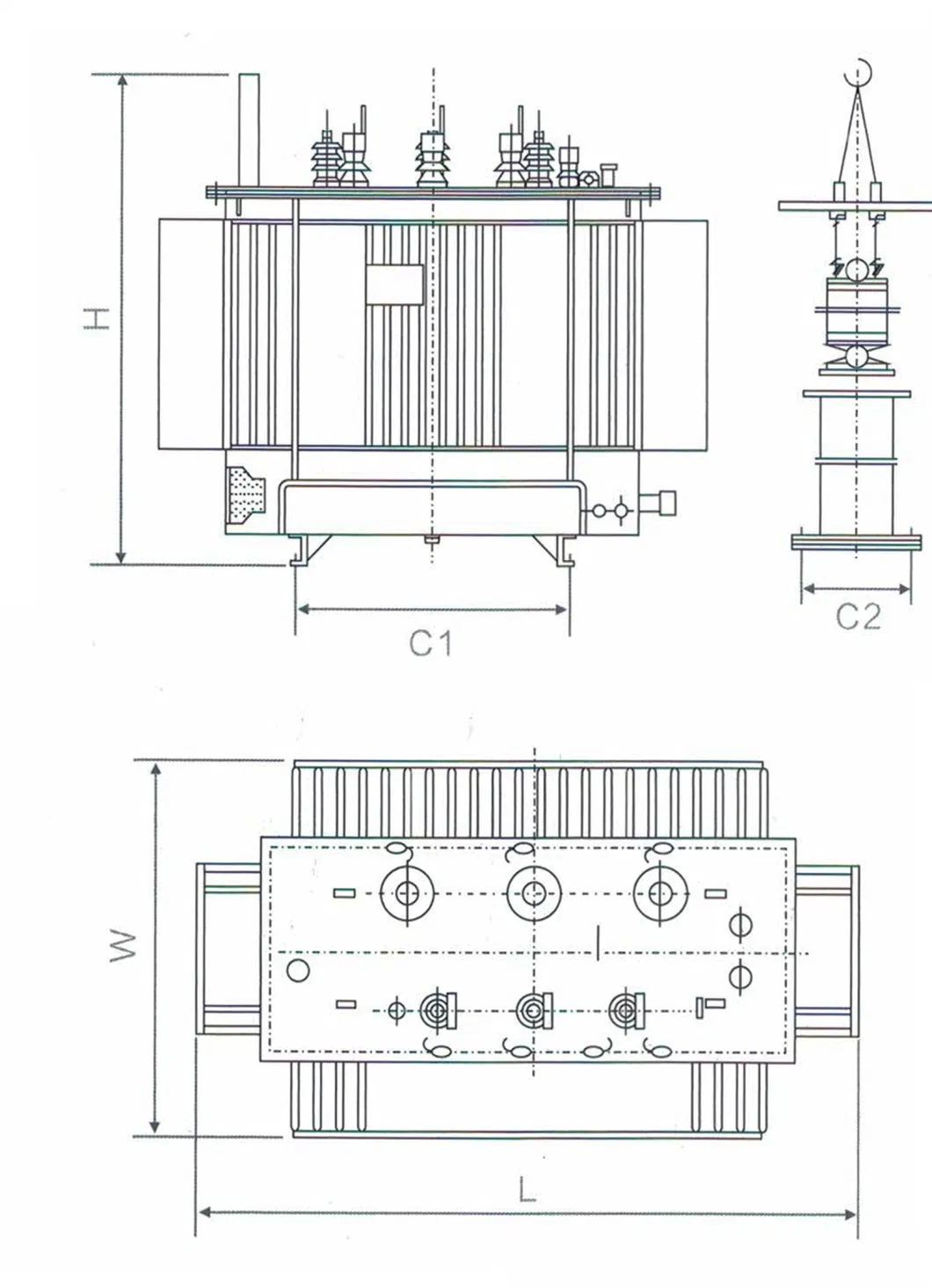 Outdoor Pole Mounted 33kv 35kv Oil Immersed Hermetically Sealed Distribution Transformer Dyn11