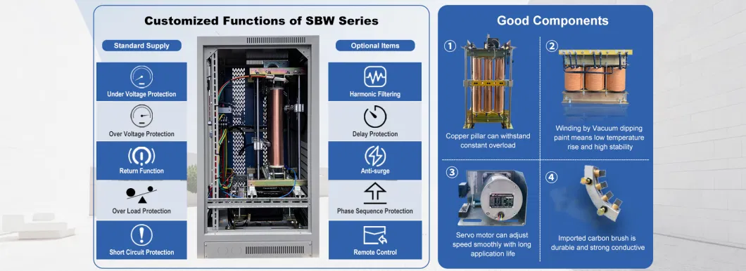 High Precision Automatic Servomotor Voltage Stabilizer Regulator Three Phase 10kVA~3600kVA for Communication Station with Reliable Capability