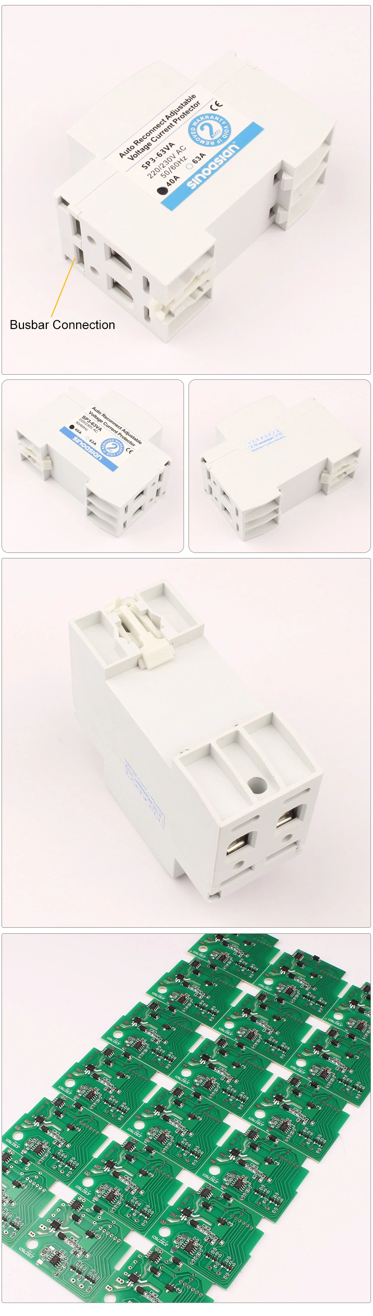 New DIN-Rail Type 1-40A Adjust Over Under Voltage Over Current Limiter Protector with Dual Digital Display