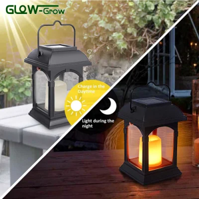 Solar Lantern Outdoor Hanging Solar Lights Dancing Flame Vintage LED Waterproof Solar Lanterns for Landscape Decor Patio Garden Yard Pathway Ramadan Decoration