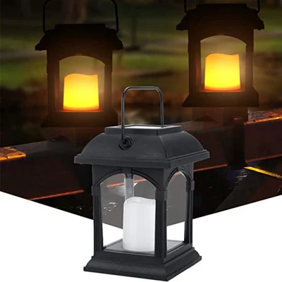 Solar Lantern Outdoor Hanging Solar Lights Dancing Flame Vintage LED Waterproof Solar Lanterns for Landscape Decor Patio Garden Yard Pathway Ramadan Decoration