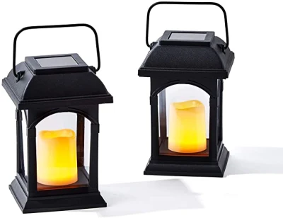 Solar Lantern Outdoor Hanging Solar Lights Dancing Flame Vintage LED Waterproof Solar Lanterns for Landscape Decor Patio Garden Yard Pathway Ramadan Decoration