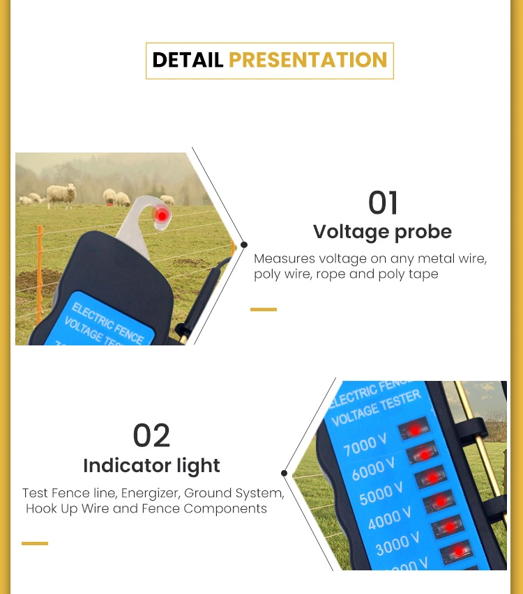 Blue Color 1000-7000V 8 Neon Light Fence Voltage Tester for Sale