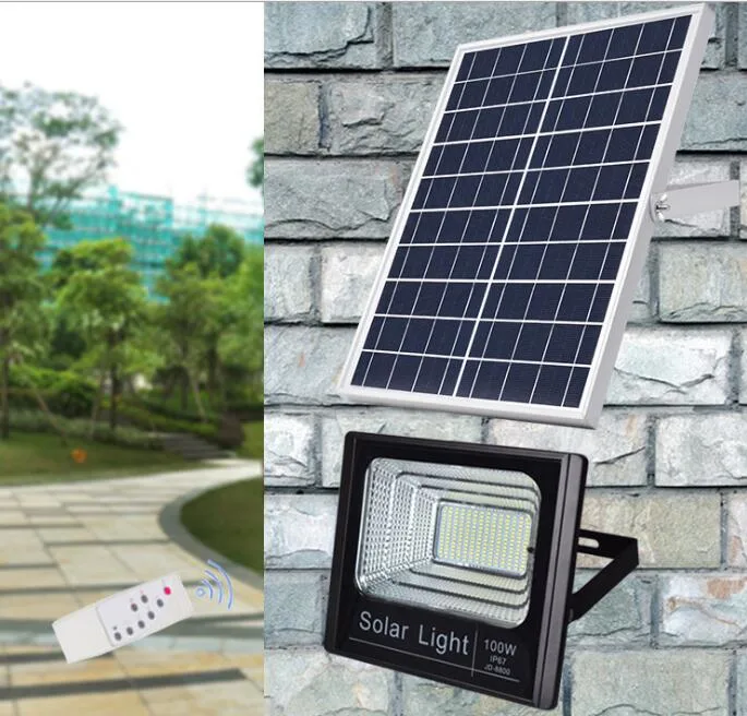 100W Warm White Outdoor Garden Solar Powered LED Yard Garden Light