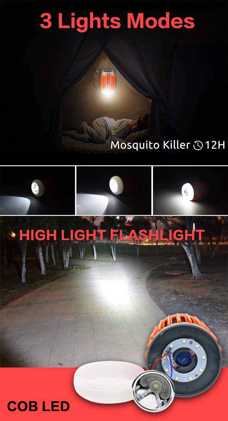 Brightenlux 3 in 1 UV Lantern Waterproof USB Rechargeable Solar Panel Mosquito Killer Flashlight Camping Lamp Outdoor or Indoor UV Light