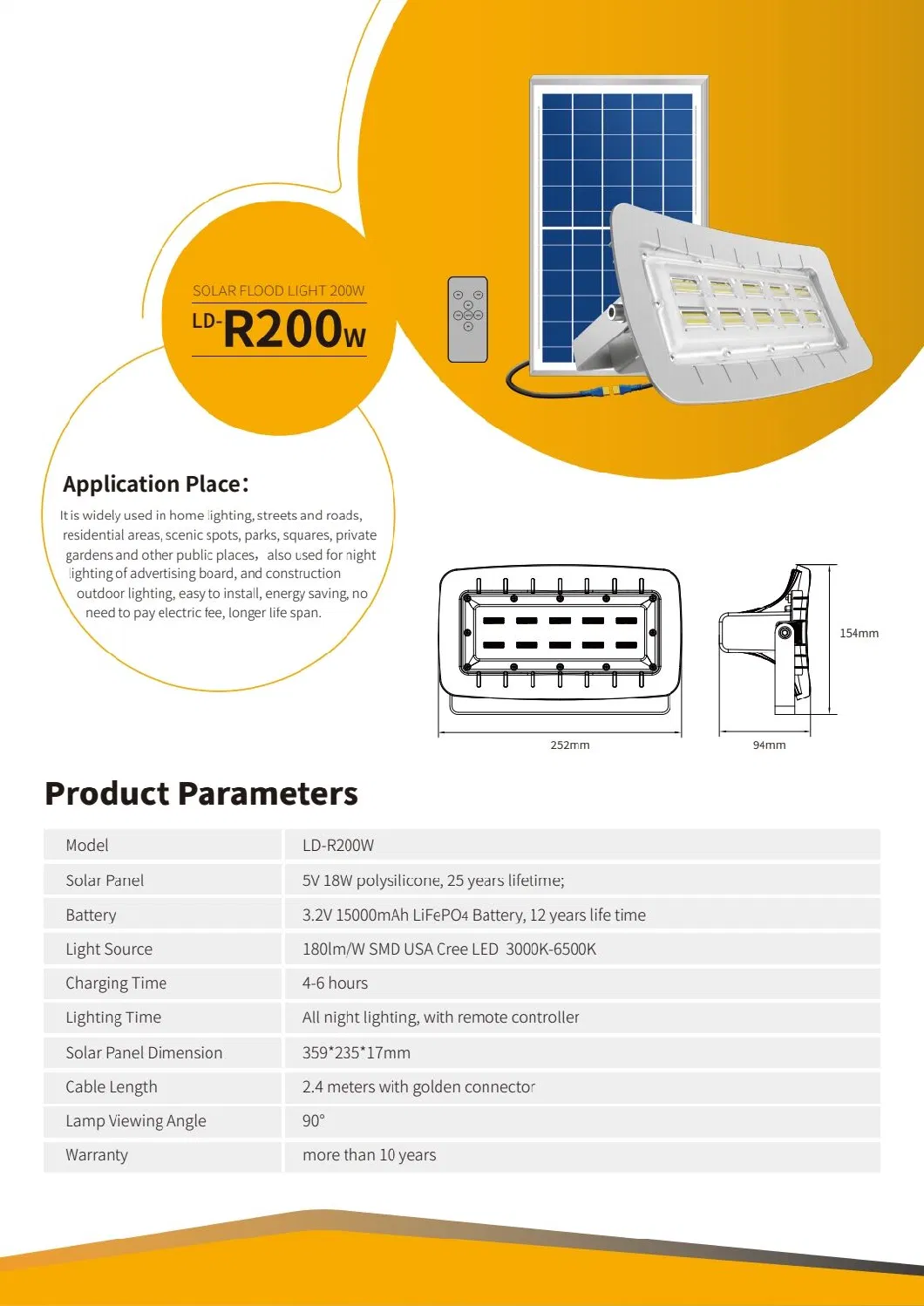 IP67 Outdoor Indoor 100W 300W LED Solar Street Lights