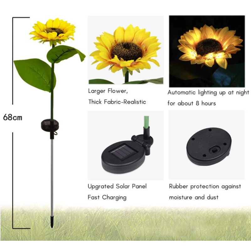 Factory Direct Supply Waterproof Solar Lily Sunflower Rose Wheat Daisy Lights Solar Flower Garden Decorative Stake Lights