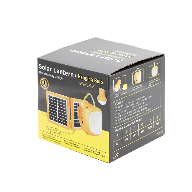 Solar Lantern Portable Hanging with Bulbs and Mobile Charger for Emergency Lighting