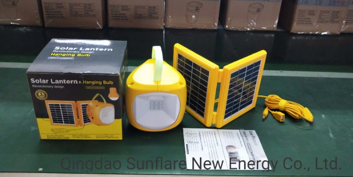 Solar Lantern Portable Hanging with Bulbs and Mobile Charger for Emergency Lighting