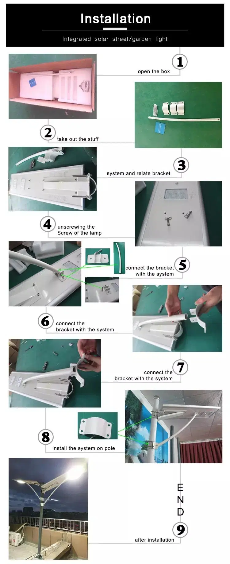 All in One Solar Power Street Light Intergate 30W, 40W, 50W, 60W