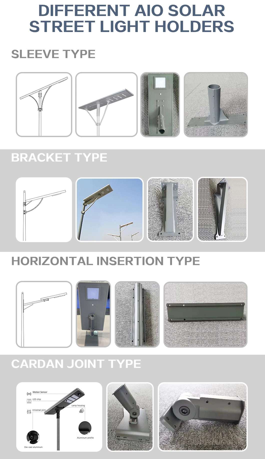 12hrs Lighting Time Motion Sensor All in One Solar Street Light Integrated 30W to 120W LED Power