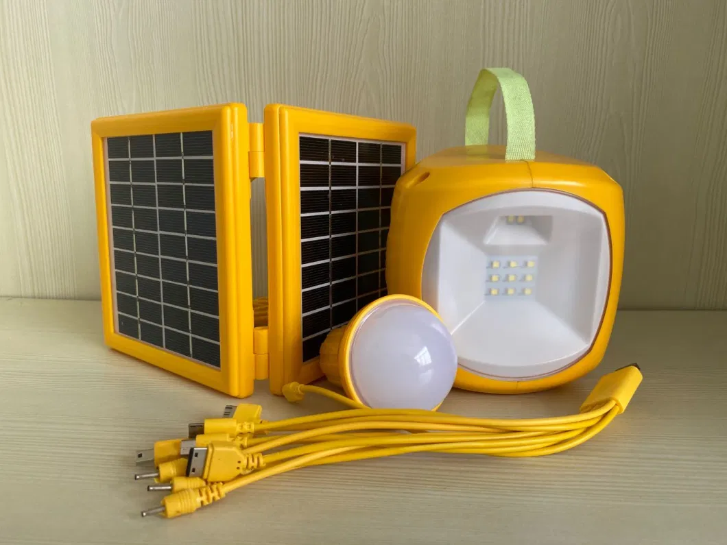 Solar Lantern Portable Hanging with Bulbs and Mobile Charger for Emergency Lighting