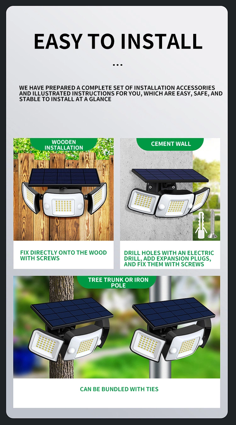 Solar Induction Wall Lamp with Three Sides Emitting Intelligent Outdoor Courtyard Solar Light