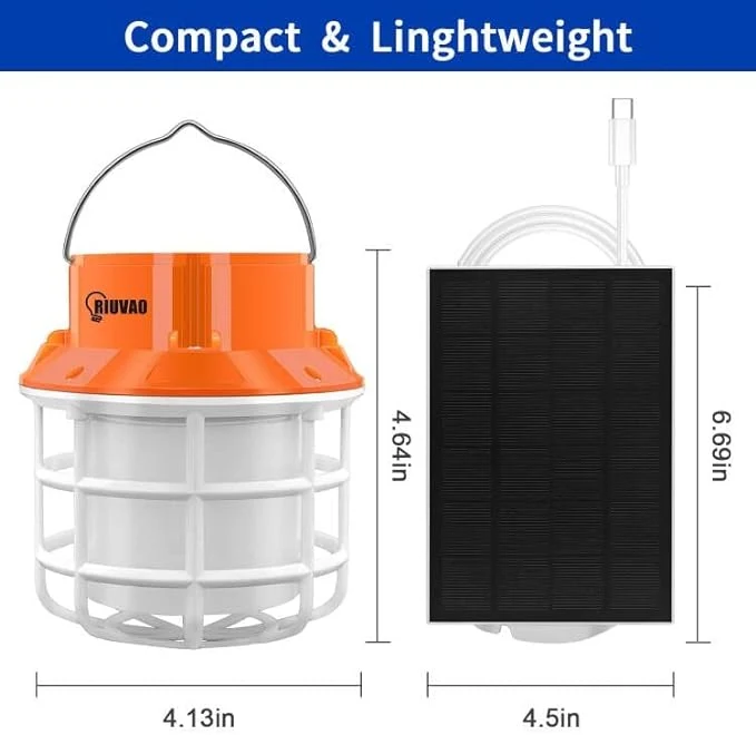 LED Solar Camping Light Outdoor 5W Portable Bulb IP65 Waterproof Chicken Coop Light with Clamp Cover for Shed Camping Emergency