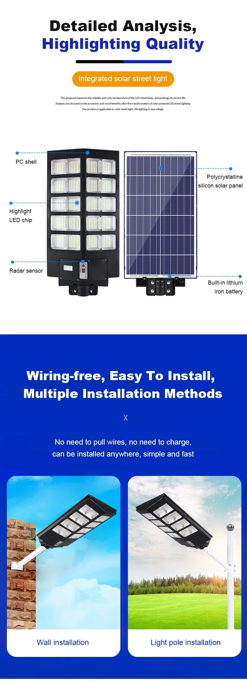 Panel Integrated China Cell Charge Controller IP67 Outdoor Solar Street Light