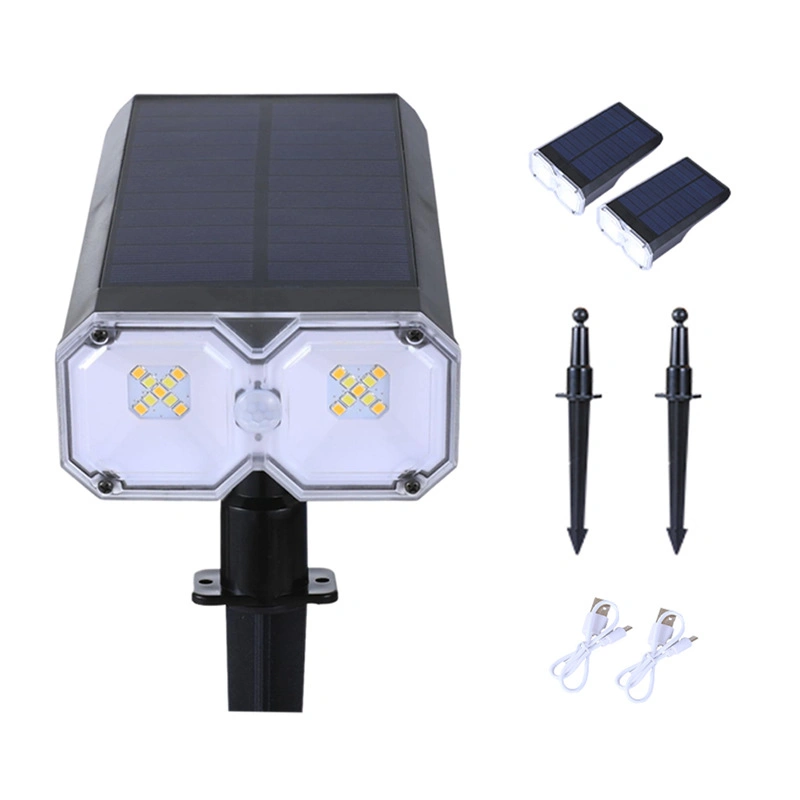 2023new Waterproof Outdoor Motion Sensor Solar LED Spike Garden Lawn Spotlight