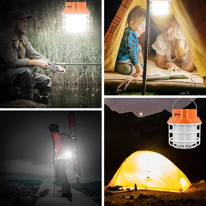 LED Solar Camping Light Outdoor 5W Portable Bulb IP65 Waterproof Chicken Coop Light with Clamp Cover for Shed Camping Emergency