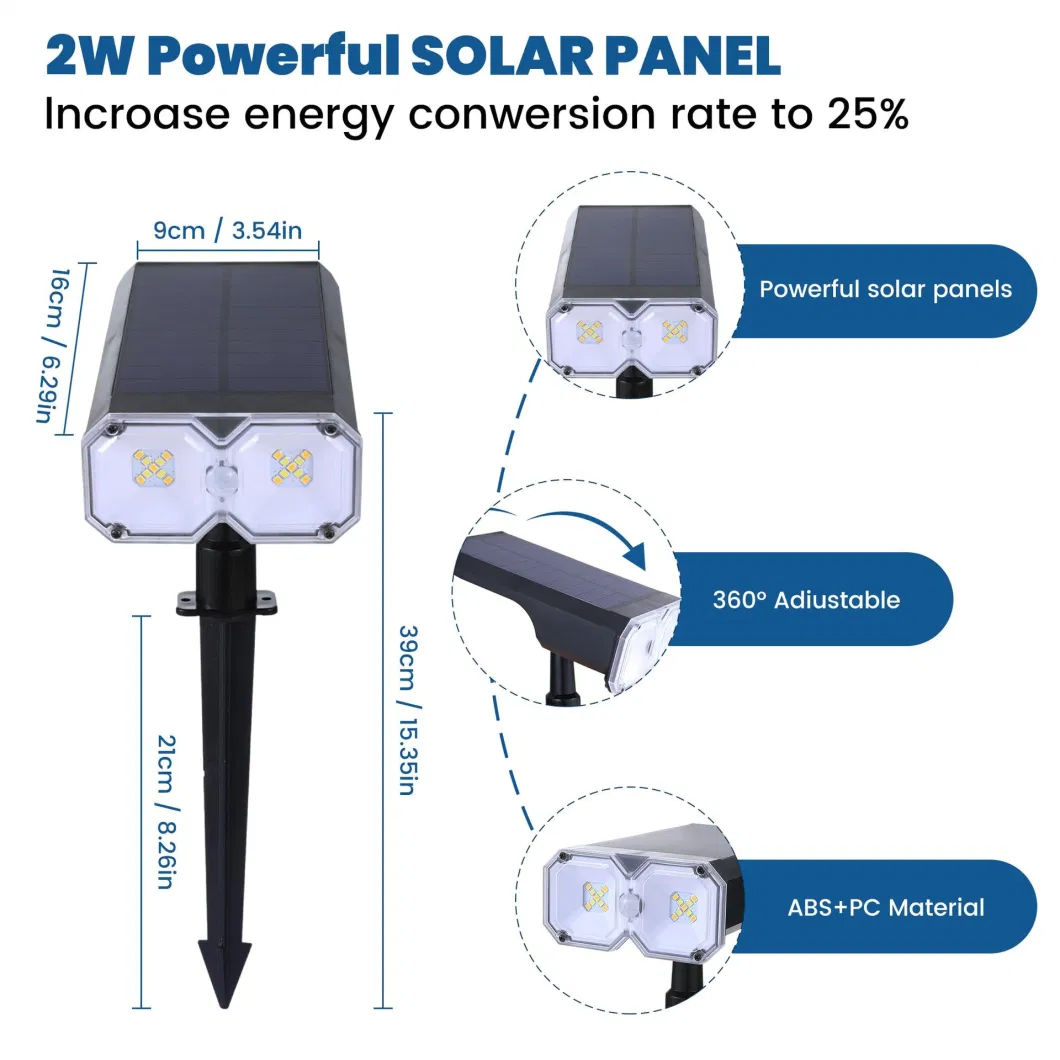 2023new Waterproof Outdoor Motion Sensor Solar LED Spike Garden Lawn Spotlight