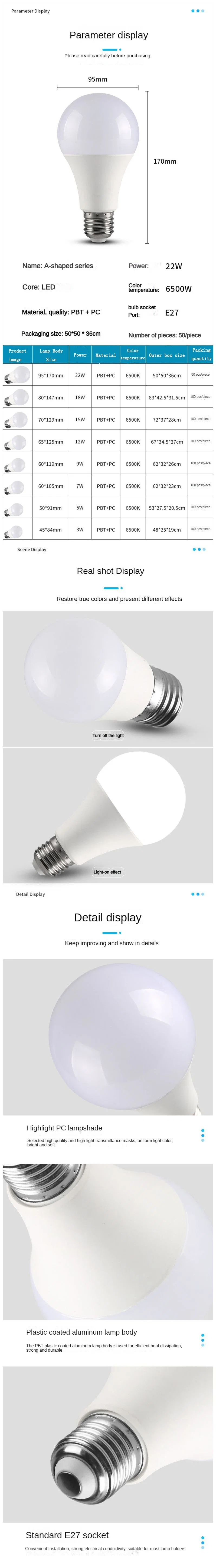 High Power Solar LED Light Bulbs Energy Saving 5W