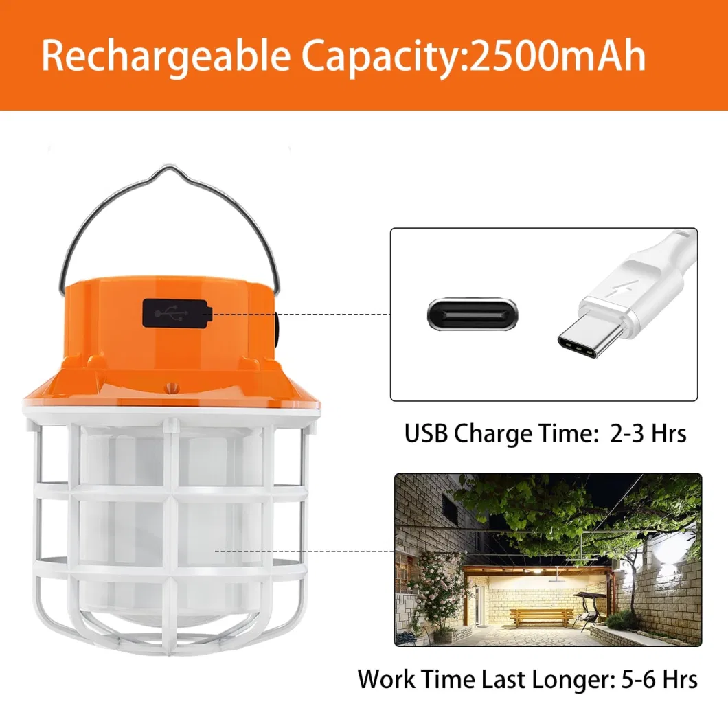 LED Solar Camping Light Outdoor 5W Portable Bulb IP65 Waterproof Chicken Coop Light with Clamp Cover for Shed Camping Emergency