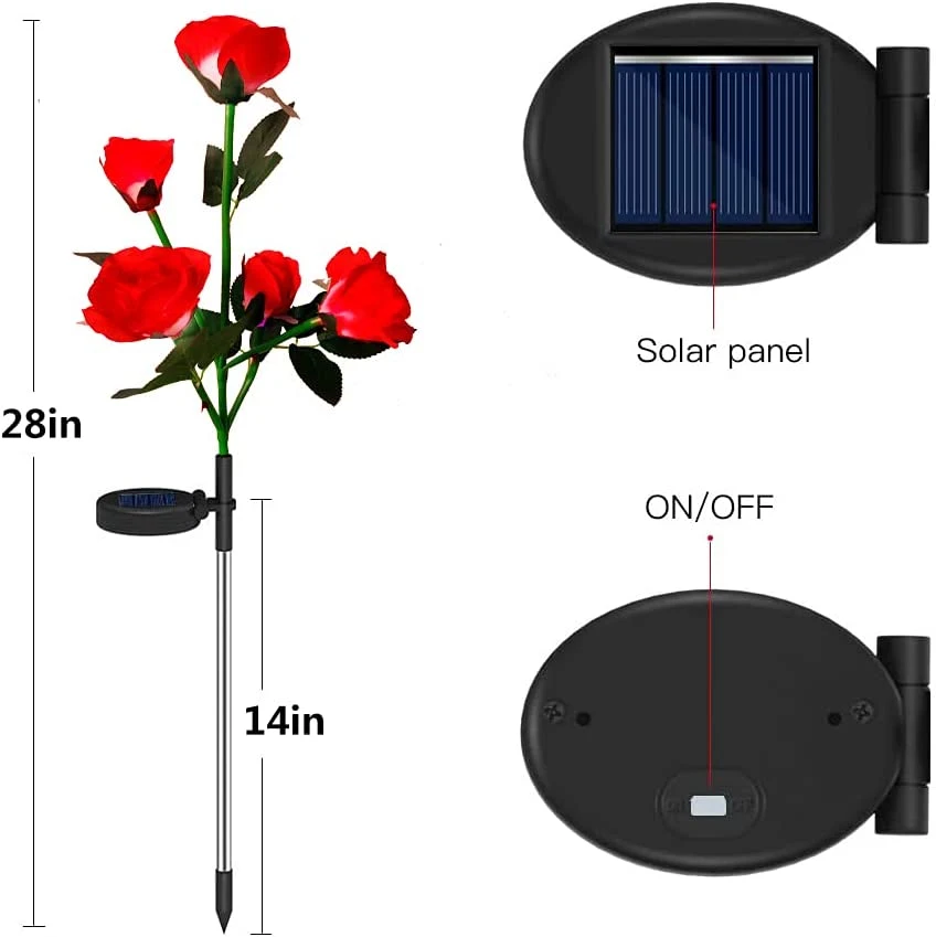 Solar Garden Stake Lights Rose Flower Lights