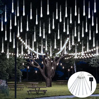 Bianco 2835/36L Solar Meteor doccia pioggia luci con 35cm 10 Tubo bianco caduta fata corde luci per Natale albero matrimonio Festa di Natale decorazione
