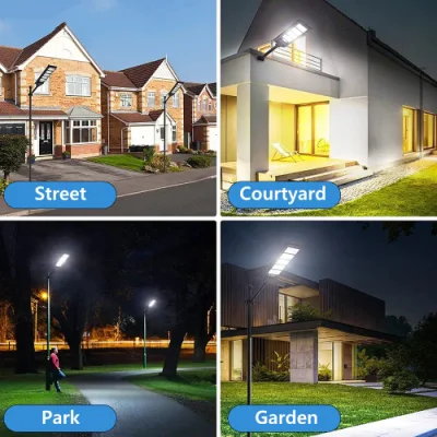 Prezzo produttore High Lumen pannello batteria per esterni lamparas stradali Solares Dispositivo di fissaggio per illuminazione a parete 100W 200W 300 400 W con sensore di movimento a risparmio energetico Lampada solare a LED per strada