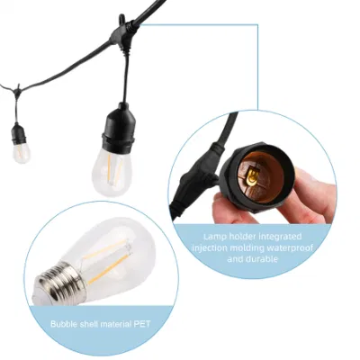 Popolari lampadine in plastica singole da 28 FT S14 solari per esterni resistenti alle rotture natalizie Leggero
