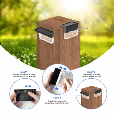 Personalizzazione di base IP65 Bianco caldo colore che cambia patio Giardino Yard Lampada decorativa RGB Lanterna per esterni scala lampada a scala Deck Fence Luce LED solare