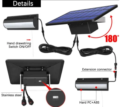 Percorso esterno impermeabile sensore di movimento sicurezza illuminazione LED di emergenza 2 Testine solare alimentato PIR sensore lampada da parete LED Garden Solar Luce da giardino a parete