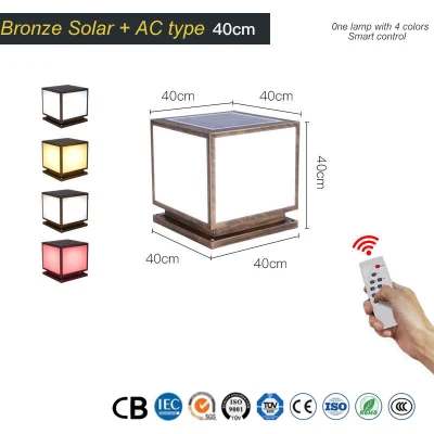 Luce esterna a energia solare IP65 300*300mm colonna d&prime;ingresso impermeabile Giardino Luci