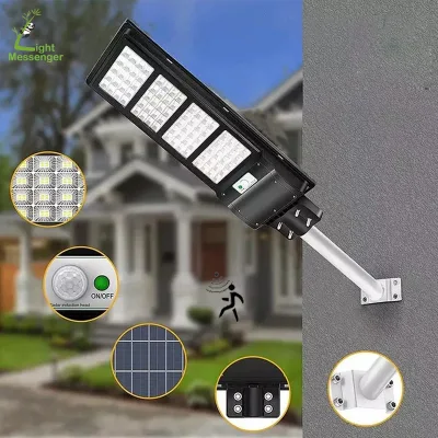 Prezzo produttore High Lumen pannello batteria per esterni lamparas stradali Solares Dispositivo di fissaggio per illuminazione a parete 100W 200W 300 400 W con sensore di movimento a risparmio energetico Lampada solare a LED per strada
